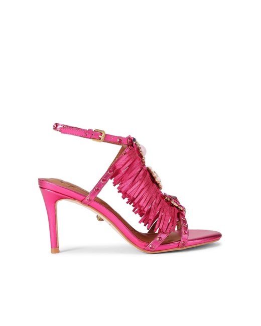 Kurt Geiger Pink Leather Fringed Sandals