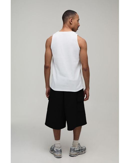 BoohooMAN Black Cargo Pocket Jersey Bermuda Jort for men