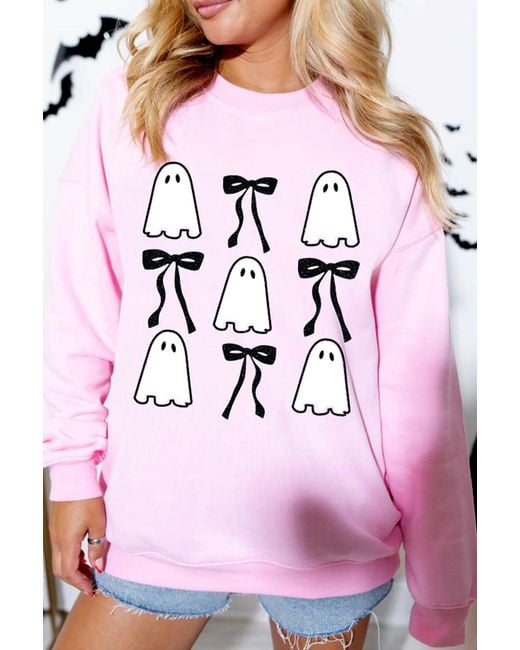 Azura Exchange Ghost Boo Crewneck Sweatshirt in het Pink
