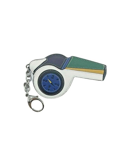 MCM Witte/groen Leer Zwart Visetos Whistle Charm Key Ring Mzz9amm08wt001 in het Blue
