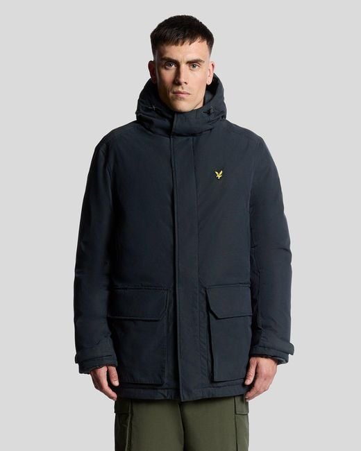 Lyle & Scott Blue Heavyweight Hooded Parka for men