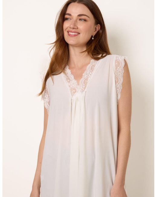 Blue Vanilla White V Lace Trim Top