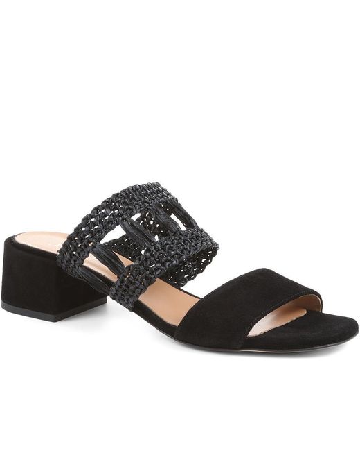 Jones Bootmaker Black Kimora Raffia Heeled Mule Sandals