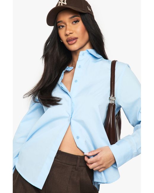 Boohoo Blue Basics Cotton Shirt