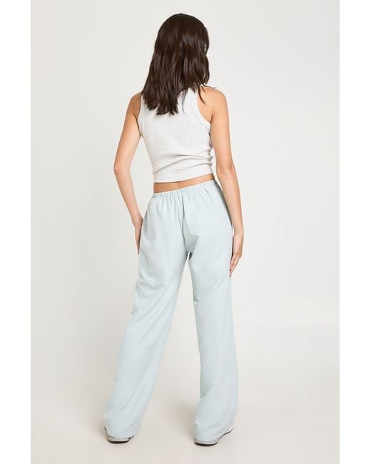 Boohoo White Drawstring Waist Wide Leg Trouser