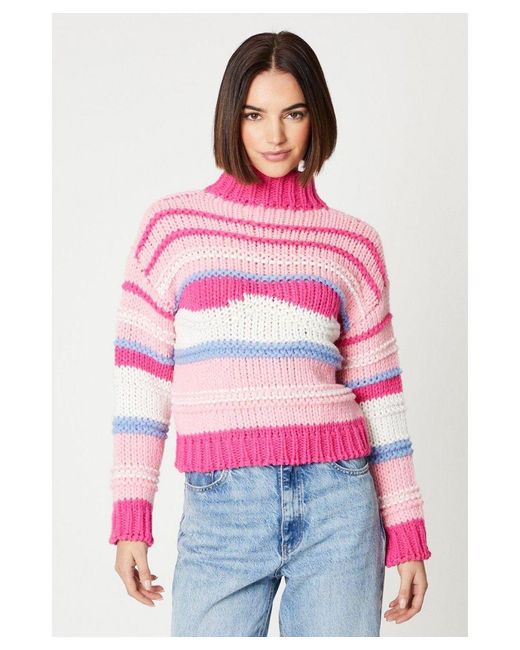 Oasis Red Zig Zag Colour Block Sweater