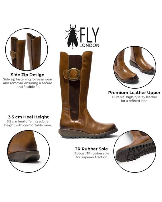 Fly London Brown Leather Knee-High Long Boots