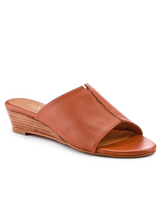 Jones Bootmaker Brown Jocelyn Leather Wedge-Heel Mules