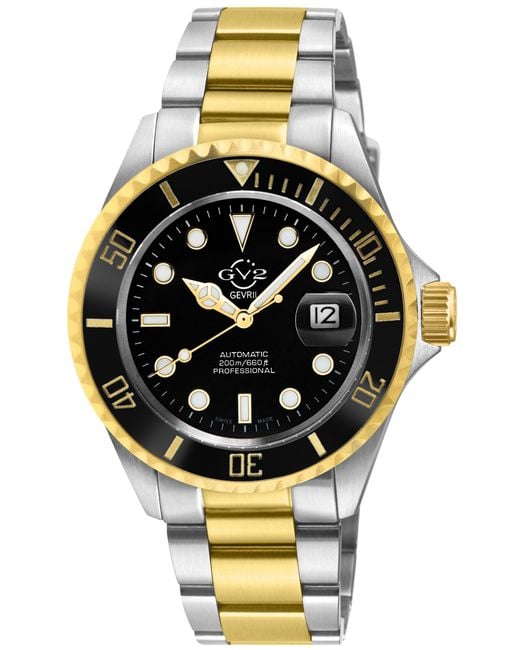 Gv2 Metallic Liguria 316L Stainless Steel Cae, Bezel, Dial, Two Tone/Stainless Bracelet Watch for men