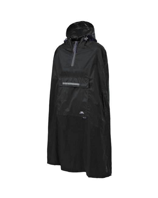 Trespass Black Qikpac Hooded Waterproof Packaway Poncho