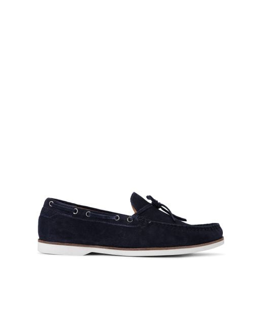 KG by Kurt Geiger Blue Suede Venice Slip On Boat Shoes for men