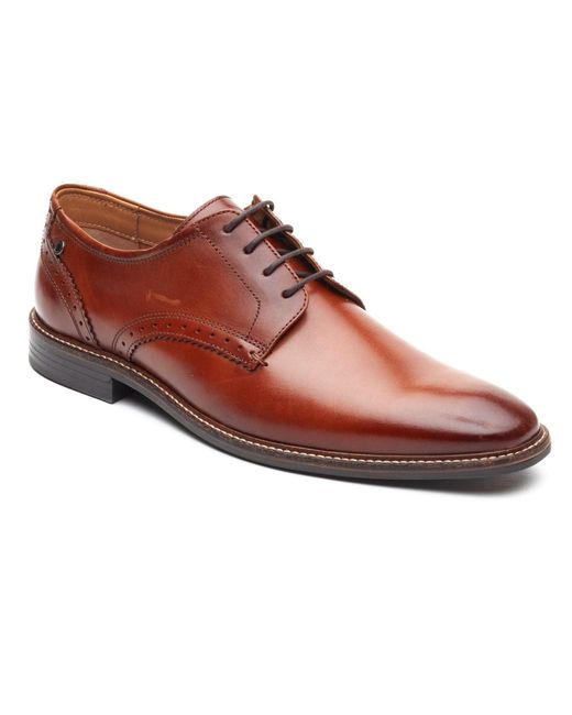 Base London Brown Eton Lace Up Leather Burnt Lace-Up Shoes for men