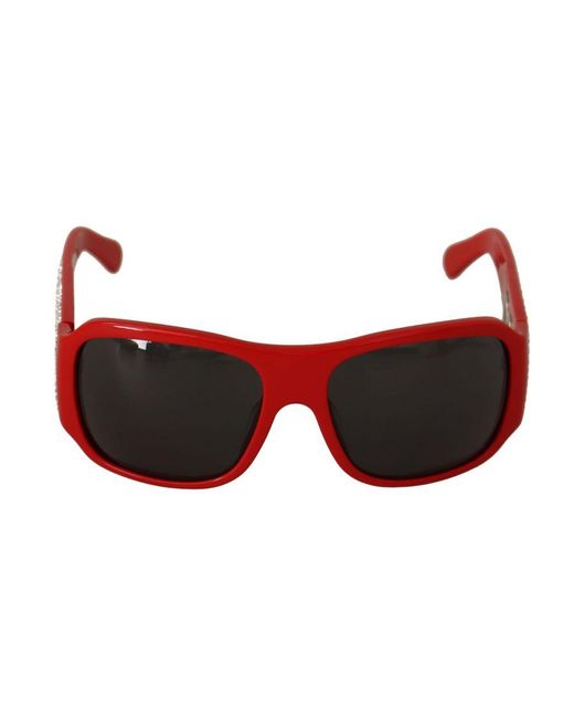 Dolce & Gabbana Red Gorgeous Plastic Sunglasses With Swarovski Stones