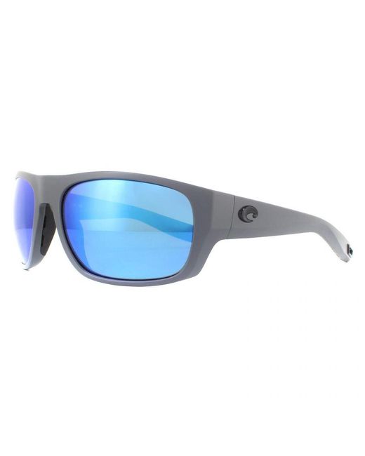 Costa Del Mar Blue Wrap Matte Mirror Polarized Glass Sunglasses for men
