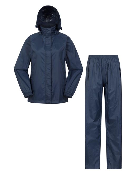 Mountain Warehouse Blue 'Pakka' Waterproof Jacket And Overtrouser Set Lightweight Outdoor Outfit Polyamide