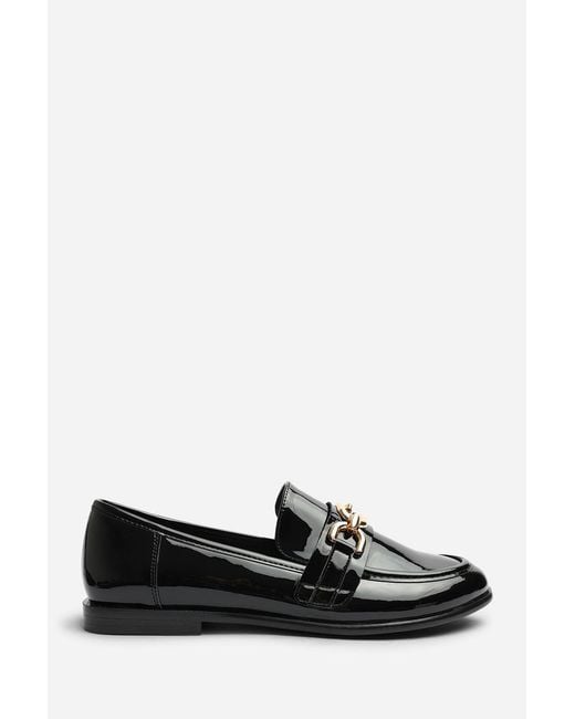 Where's That From Black Wheres Lettie Wide Fit Chain Trim Detail Flat Loafers