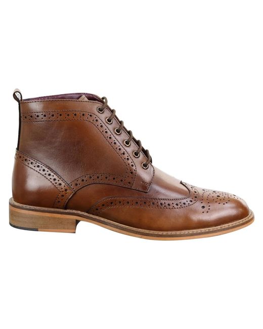 House Of Cavani Brown Classic Oxford Brogue Ankle Boots for men