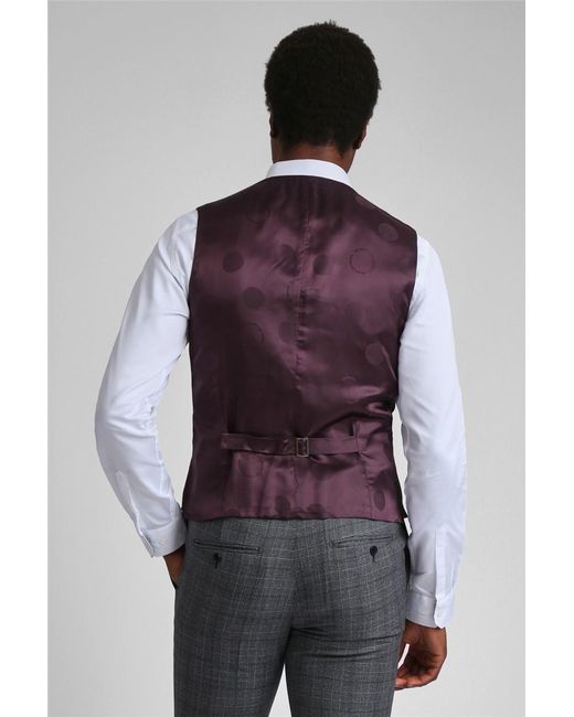 Ted Baker Gray Sleeveless V-Neck Plain Slim Fit Suit Waistcoat for men