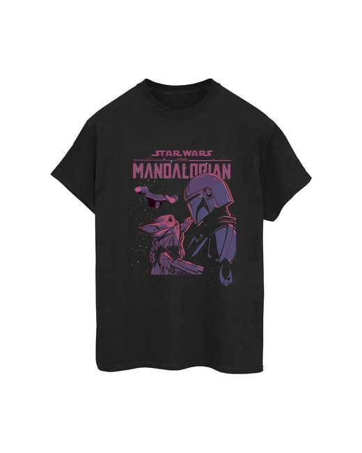Star Wars Black Ladies The Mandalorian Hello Friend Cotton Boyfriend T-Shirt