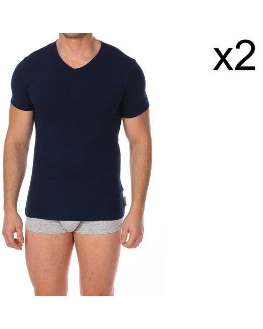 Bikkembergs Blue Pack-2 Essential Short-Sleeved T-Shirts Bkk1Uts02Bi for men