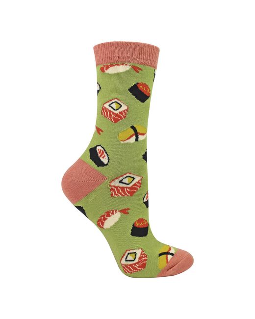 Miss Sparrow Green Ladies Sushi Novelty Patterned Bamboo Socks