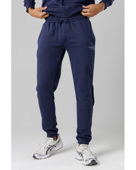 Firetrap Blue Dark Regular Fit Cotton Blend Fleece Joggers With Drawstring Waist for men