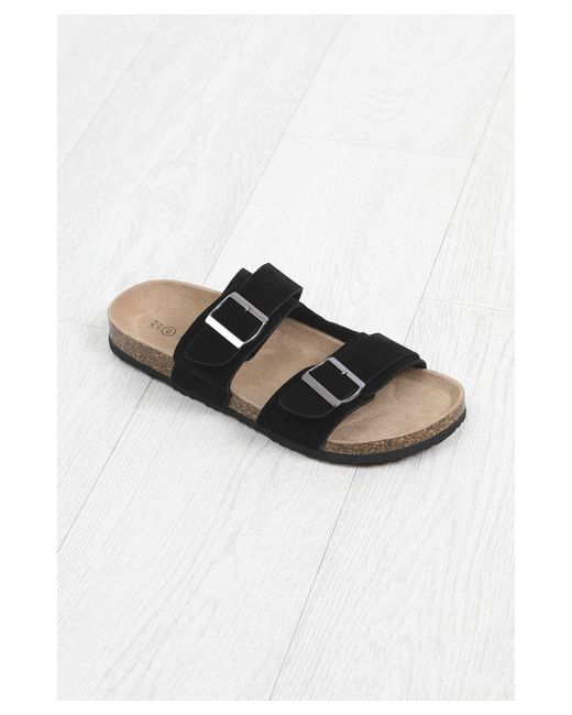 Brave Soul White 'Anthony' Faux Suede Buckle Strap Cork Sandals for men