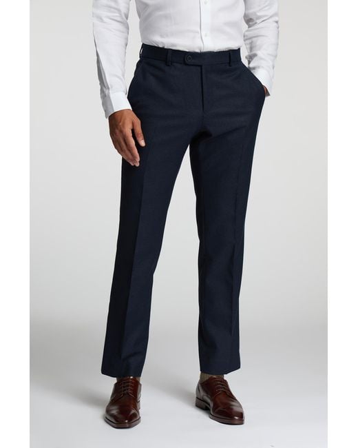 Alexandre Silver Label Blue Of England Tailored Fit Flannel Trousers for men