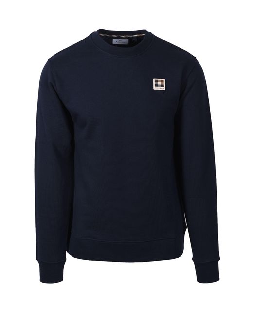 Aquascutum Blue Badge Crewneck Sweatshirt Cotton for men