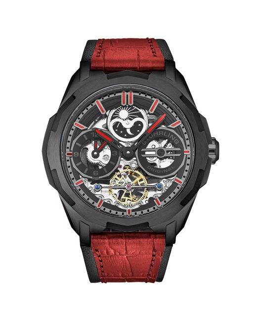 Stuhrling Gray Dual Time Automatic Navigator 46Mm Skeleton for men
