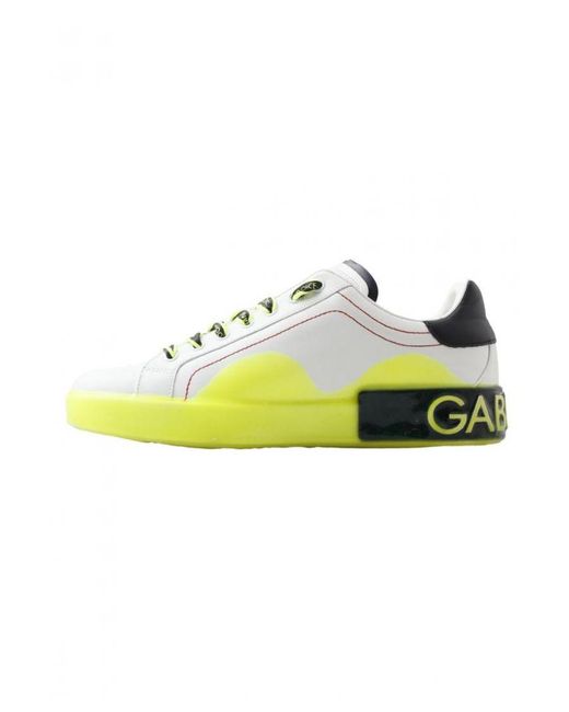 Dolce & Gabbana Yellow Portofino Leather Sneakers Shoes for men