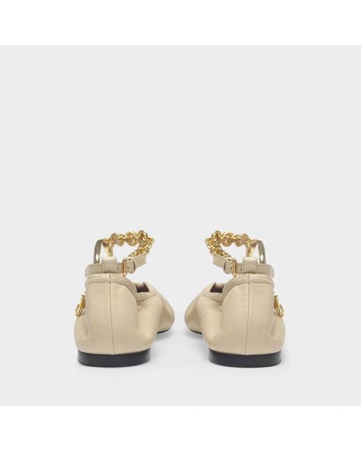 J.W. Anderson Charm Ballerina's In Beige Leer in het White