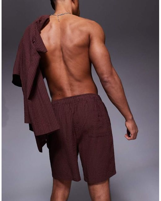 South Beach Blue Seersucker Short Co-Ord for men