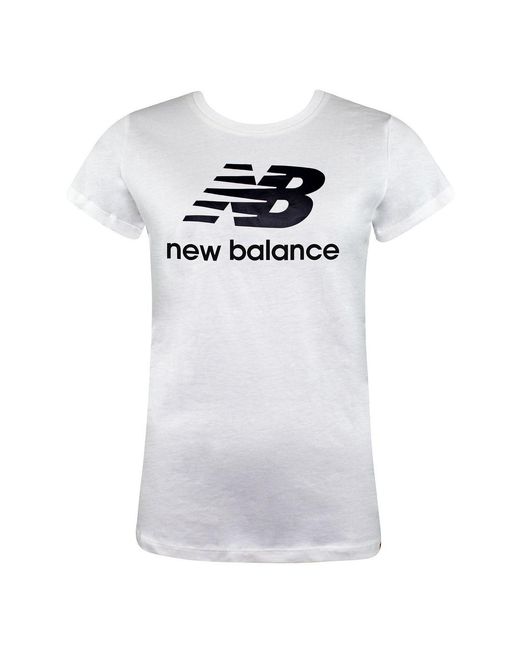 New Balance White Short Sleeve Crew Neck Essentials T-Shirt Wt91546 Wk Cotton