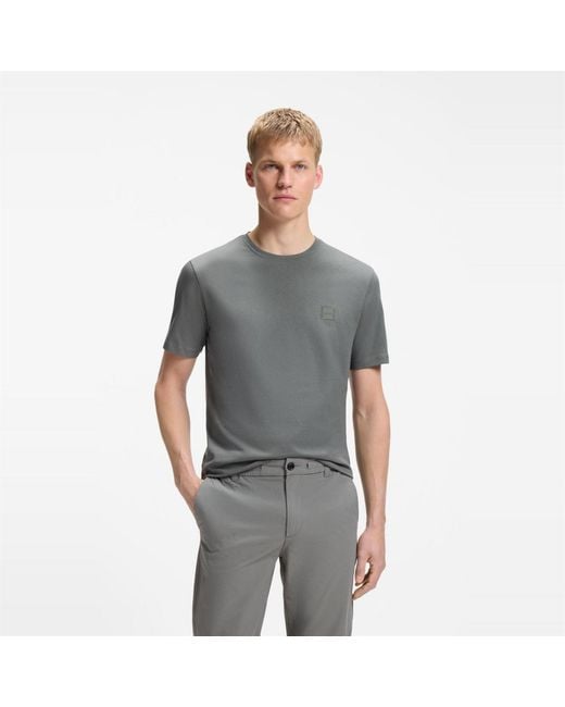 Boss Gray Tales T-Shirt With Logo Patch Premium Cotton for men