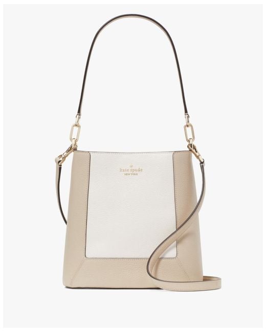 Kate Spade White Lena Colorblock Pebbled Leather Bucket Bag