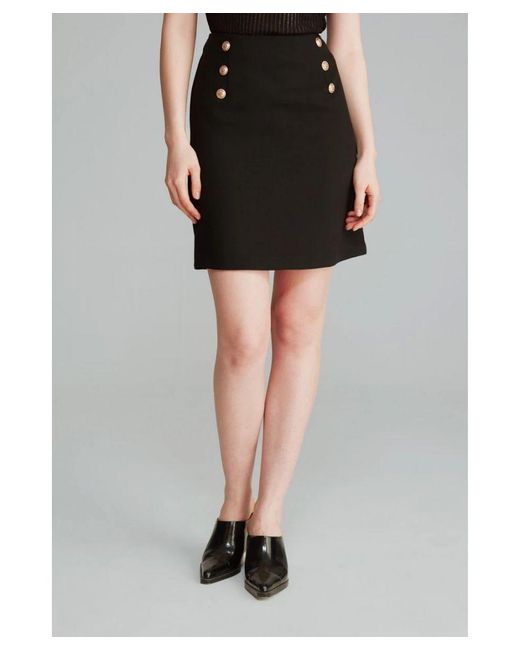 GUSTO Black Mini Skirt With Buttons