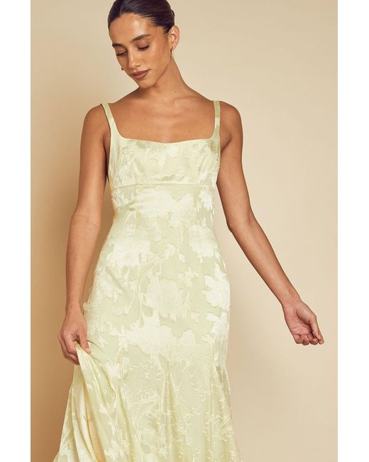 MissPap Natural Chiffon Floral Burnout Maxi Dress