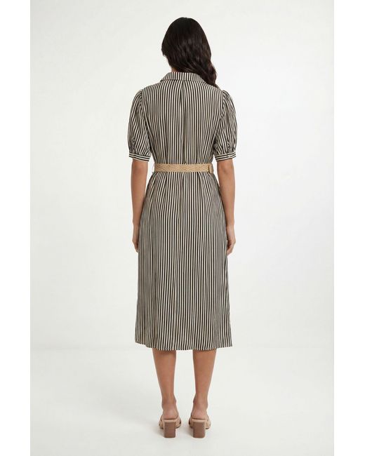 Wallis Black Summer Stripe Belted Midi Dress