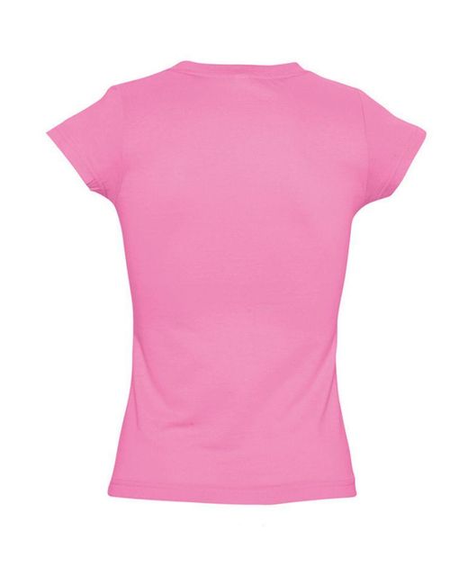 Sol's Pink Ladies Moon V Neck Short Sleeve T-Shirt (Orchid) Cotton