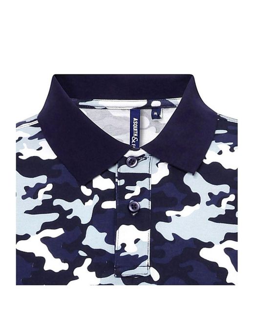 Asquith & Fox Blue Short Sleeve Camo Print Polo Shirt (Camo) for men