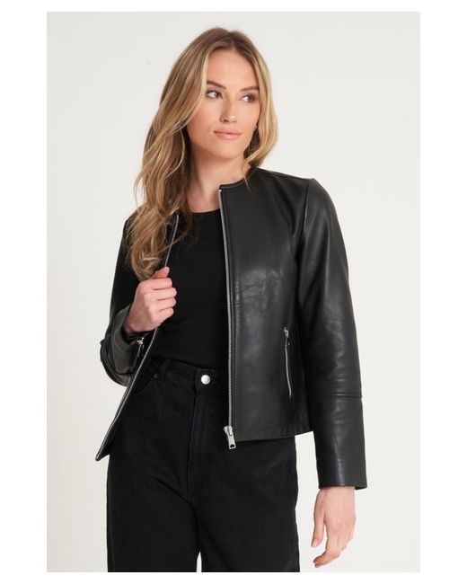 Barney's Originals Black Minimal Leather Jacket