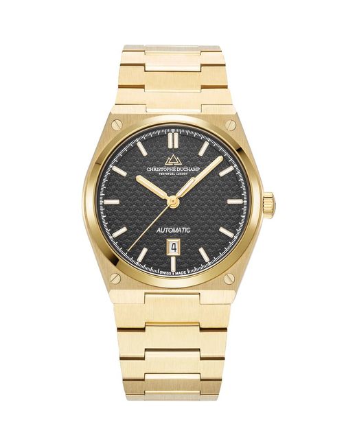 Christophe Duchamp Metallic Textured Dial With Case And Strap for men