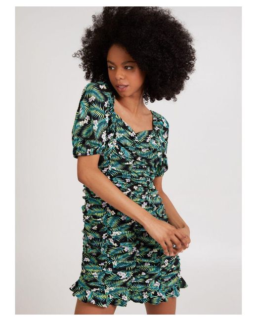 Pink Vanilla Tropical Leaf Print Mini Dress in Green Lyst UK