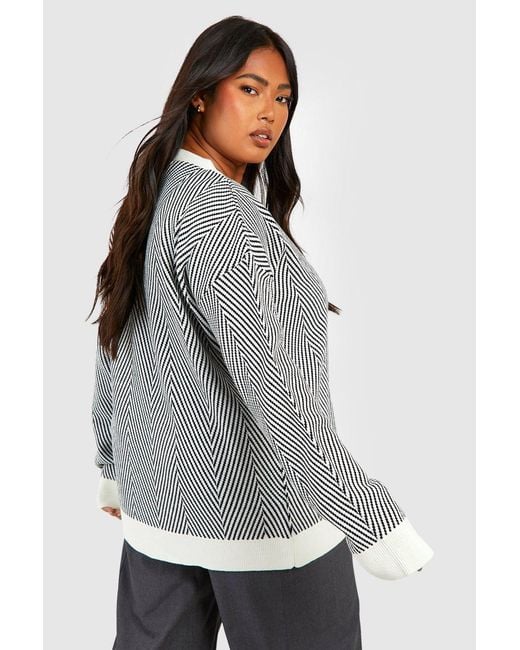 Boohoo Gray Plus Mono Oversized Cardigan