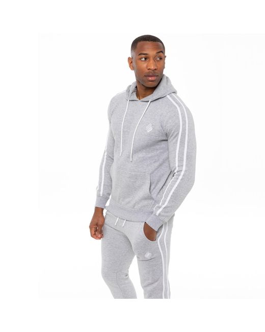Enzo Gray Pullover Striped Hoodie for men