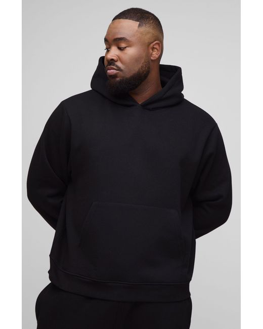 BoohooMAN Blue Plus Basic Boxy Over The Head Hoodie for men
