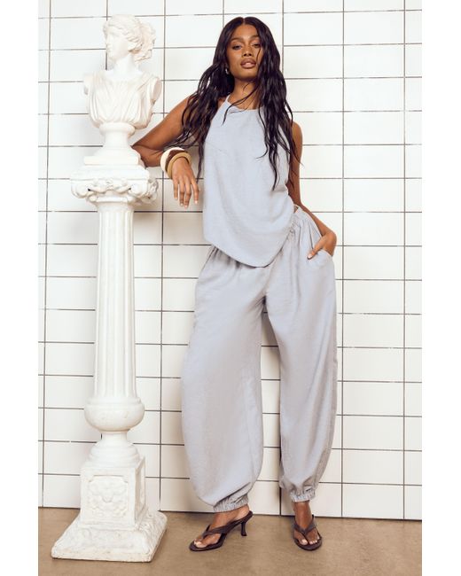 Boohoo White Balloon Elasticated Waist Trouser
