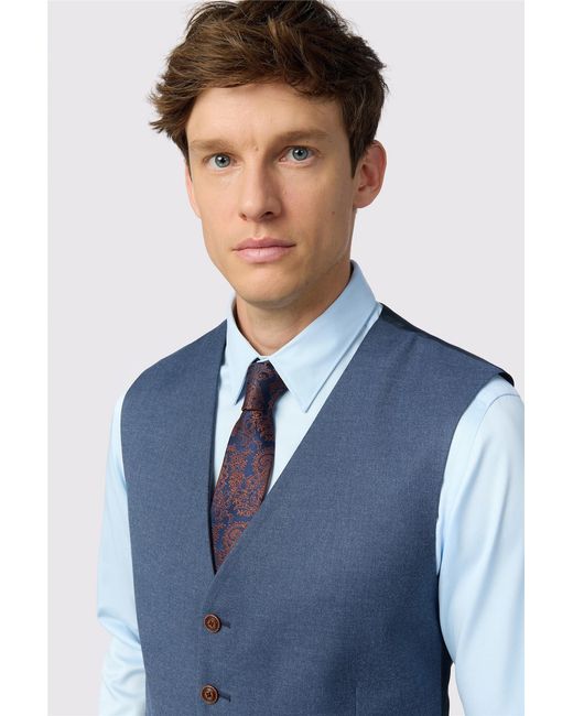 Antique Rogue Blue Single Breasted Five Button V-Neck Slim Fit Suit Waistcoat for men