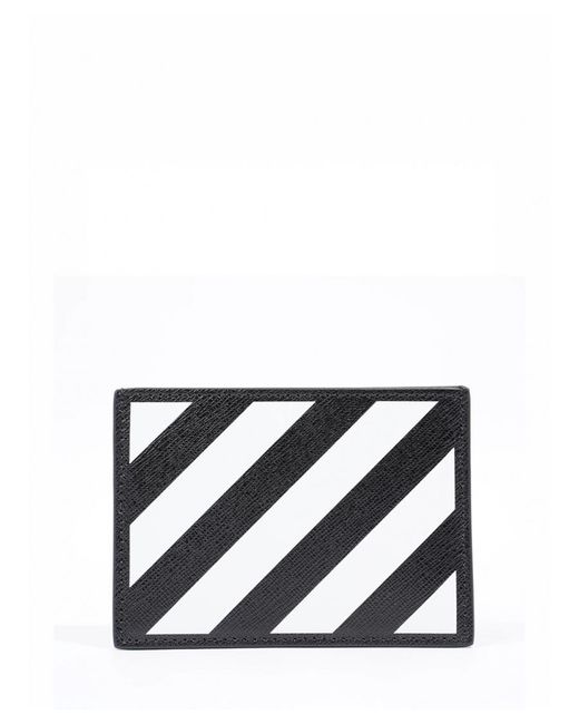 Off-White c/o Virgil Abloh Gebroken Witte Kaarthouder Met Diagonale Strepen En Print In Zwart in het Black voor heren